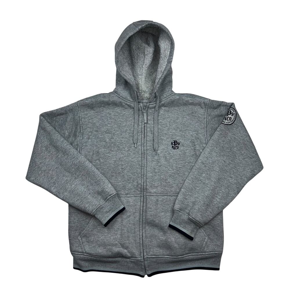 Vintage Paco Jeans Sherpa Lined Full Zip Hoodie Mens Gray Y2K Streetwear Jacket
